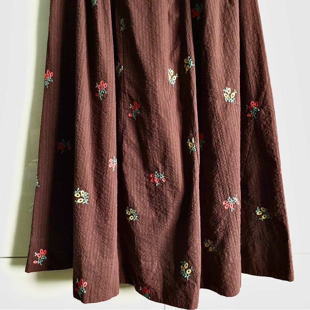 Free People Maisie Floral Embroidered Midi Dress in Brown Combo Size M NWT - Picture 9 of 14